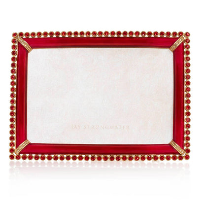 Jay Strongwater Lorraine Stone Edge Rose 4" x 6" Crystal Enamel Picture Frame, Ruby