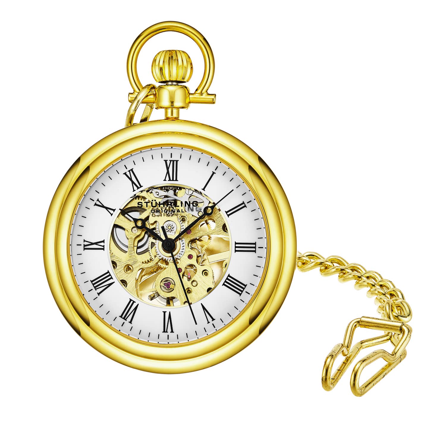Stuhrling Original Vintage Men's Hand-Wind Pocket Watch, 47mm, White Dial