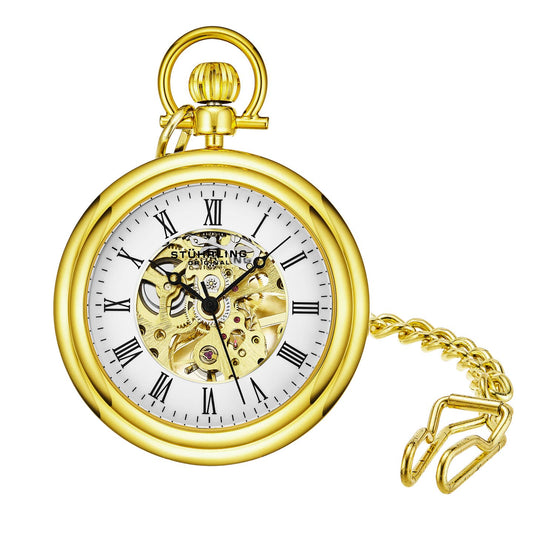 Stuhrling Original Vintage Men's Hand-Wind Pocket Watch, 47mm, White Dial
