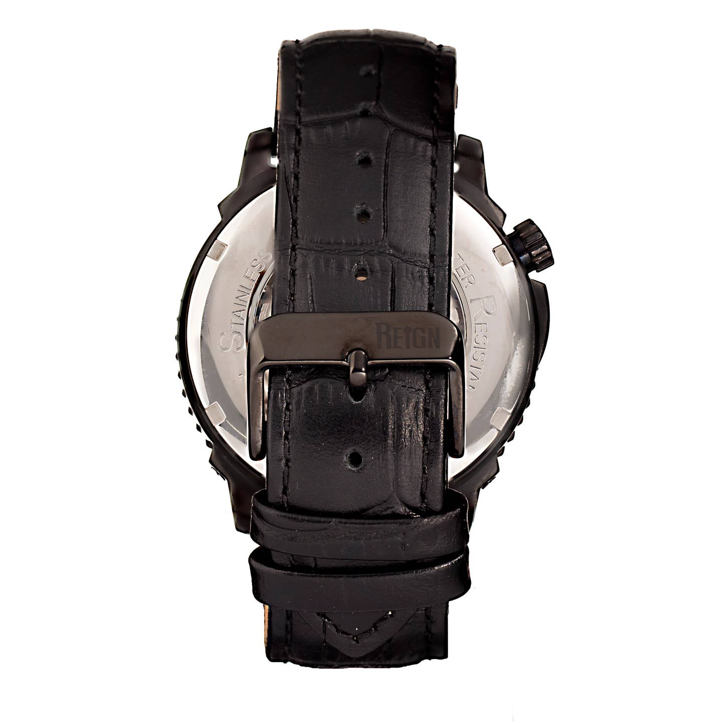 Reign Bauer Men's Automatic Semi-Skeleton Leather Watch