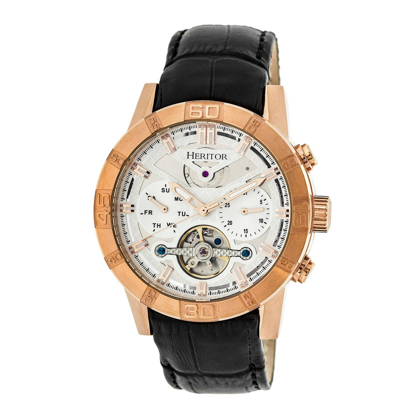 Heritor Hannibal Men's Automatic Semi-Skeleton Leather Watch, Style HERHR4105