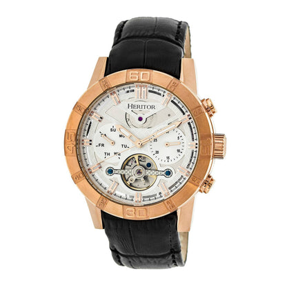 Heritor Hannibal Men's Automatic Semi-Skeleton Leather Watch, Style HERHR4105