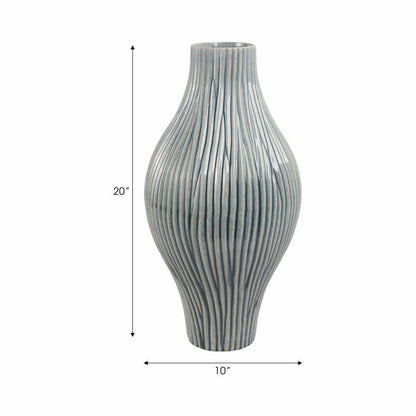 Decorative Vase - Gray Ceramic Textured Accent, 20 in.