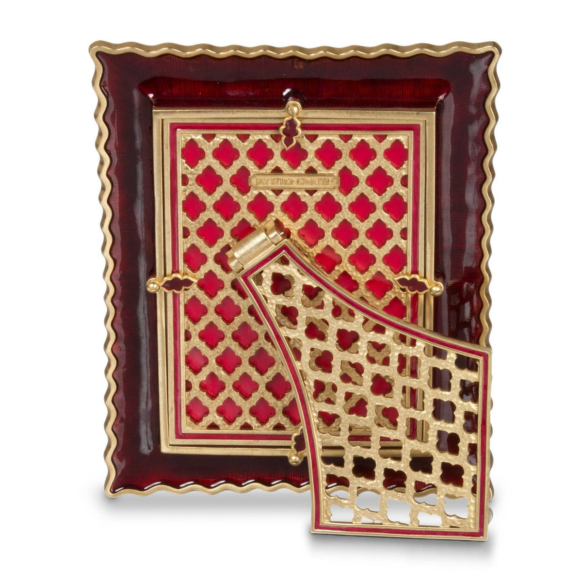 Jay Strongwater Blair Ruffled Edge 5" x 7" Swarovski Crystal Enamel Picture Frame, Ruby