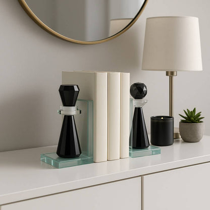 Bookends Set of 2 - Clear Crystal Chess Piece, 7 in.