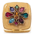 Jay Strongwater Luella Square Jeweled Compact Mirror, Swarovski Crystal Gold-Finished