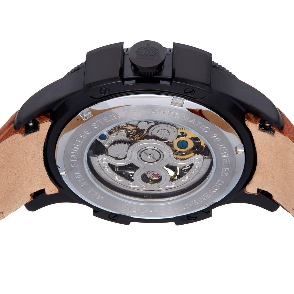 Reign Solstice Men's Automatic Skeleton Leather Watch