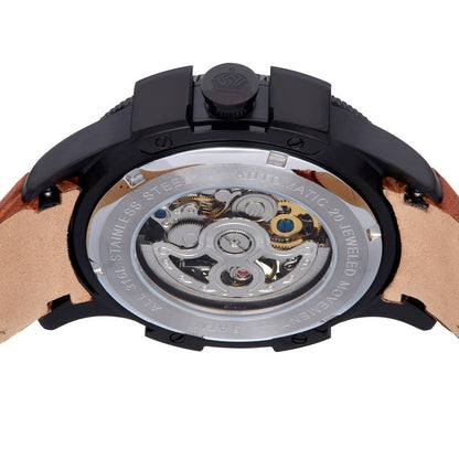 Reign Solstice Men's Automatic Skeleton Leather Watch