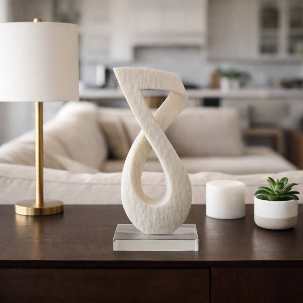 Decorative Object - White Resin Abstract Twist, 19 in.