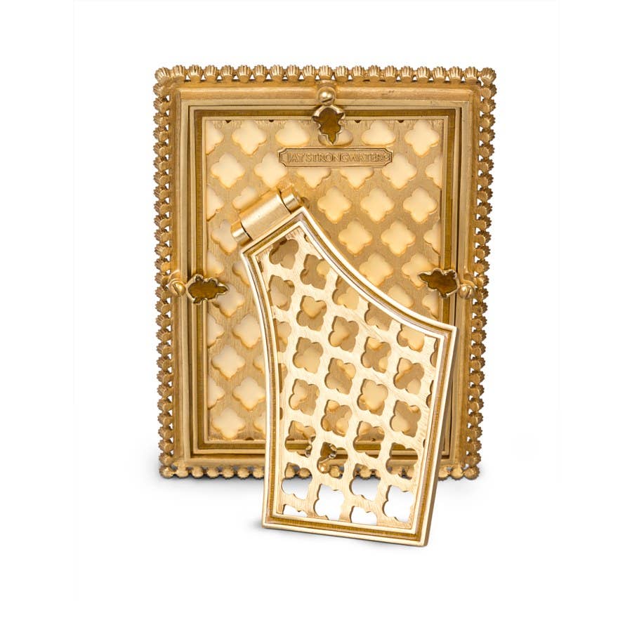 Jay Strongwater Lorraine Stone Edge 4" x 6" Crystal Enamel Picture Frame, Gold
