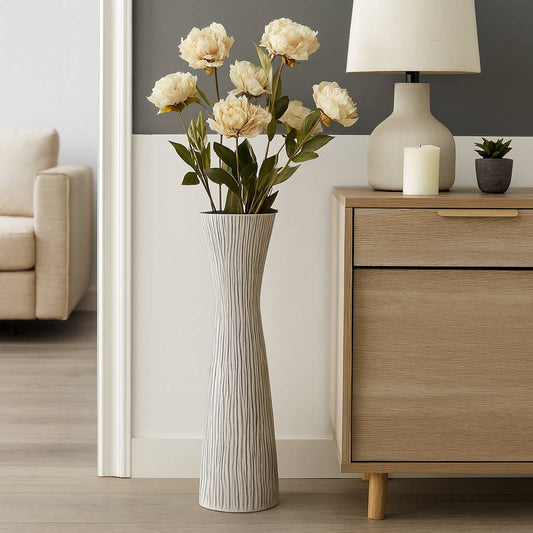 Floor Vase - Black/White Ceramic Tall Silhouette, 31 in.