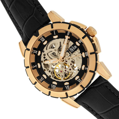 Reign Philippe Men's Automatic Skeleton Leather Watch