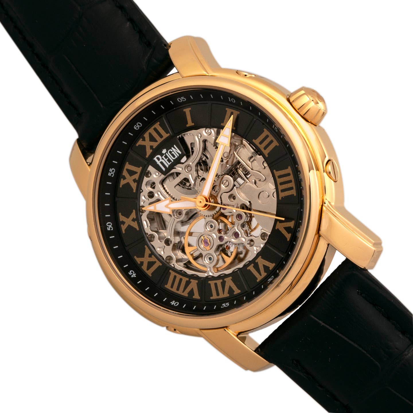 Reign Kahn Men's Automatic Skeleton Leather Watch