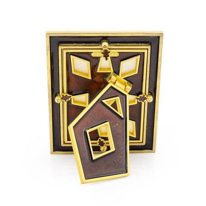 Jay Strongwater Abaculus Pyramid 3" x 4" Enamel Gold-Finished Picture Frame, Safari