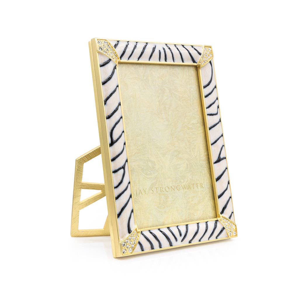 Jay Strongwater Lavinia Zebra Pavé 4" x 6" Crystal Enamel Picture Frame, Zebra