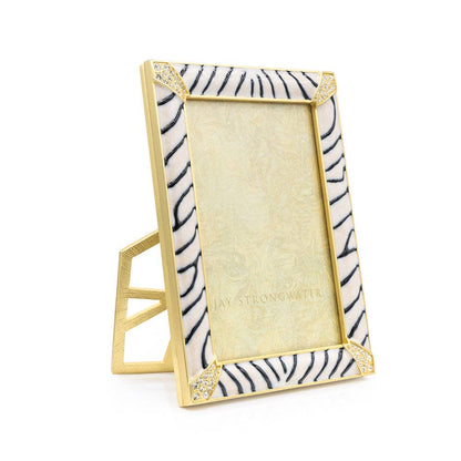 Jay Strongwater Lavinia Zebra Pavé 4" x 6" Crystal Enamel Picture Frame, Zebra