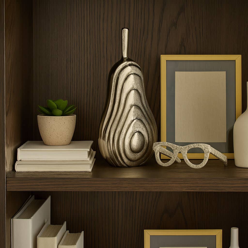 Decorative Sculpture - Gold Aluminum Modern Pear, 8 in.