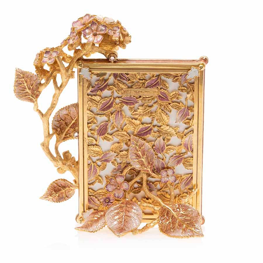 Jay Strongwater Gail Hydrangea 5" x 7" Swarovski Crystal Enamel Picture Frame, Boudoir