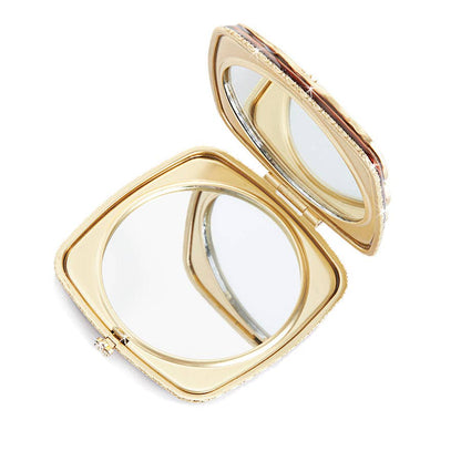 Jay Strongwater Pavel Tiger Striped Compact Mirror, Pavé Crystal Gold-Finished