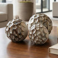 Decorative Orbs Set of 3 - Ivory Ceramic Balls, 4/5/6 in.