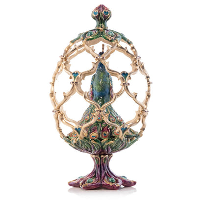 Jay Strongwater Roman Peacock Egg Swarovski Crystal Enamel Gold-Finished Tabletop Object