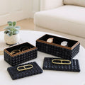 Boxes Set of 2 - Black Wood Resin with Handle, 11/14 in.