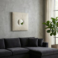 Mirror - White Resin Square Frame Textured Sunburst, 24 in.