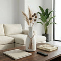 Decorative Vase - White Ceramic with Garland Tassel, 12 in.