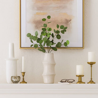 Decorative Vase - Cream Ceramic Unique Sculptural, 12 in.