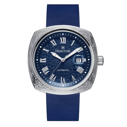 Heritor Davenport Men's Automatic Engraved-Case Leather Watch, Style HERHS3202