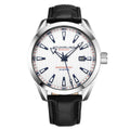 Stuhrling Original Symphony 3953 Men's Quartz Watch, White Dial, Silver Bezel, Black Alligator Embossed Leather Strap