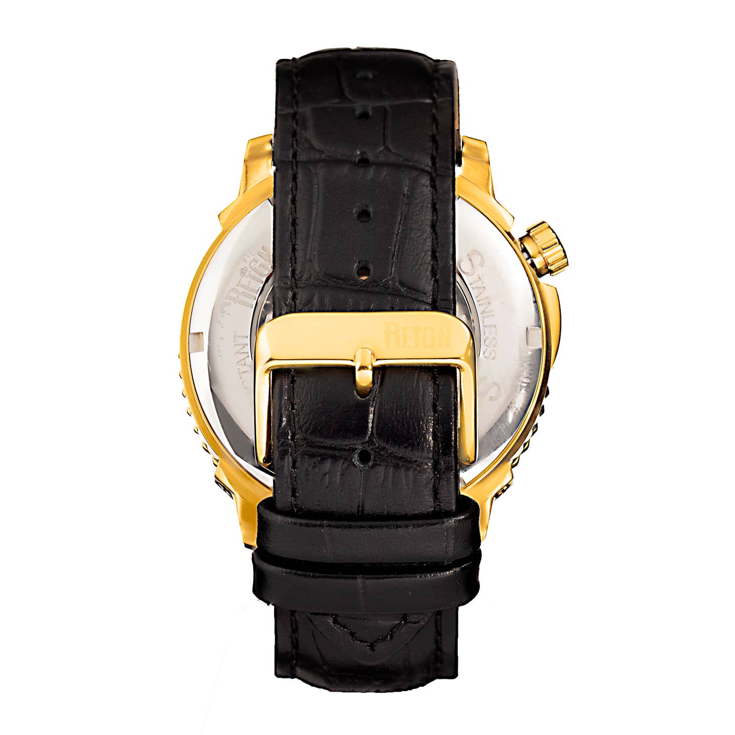 Reign Bauer Men's Automatic Semi-Skeleton Leather Watch