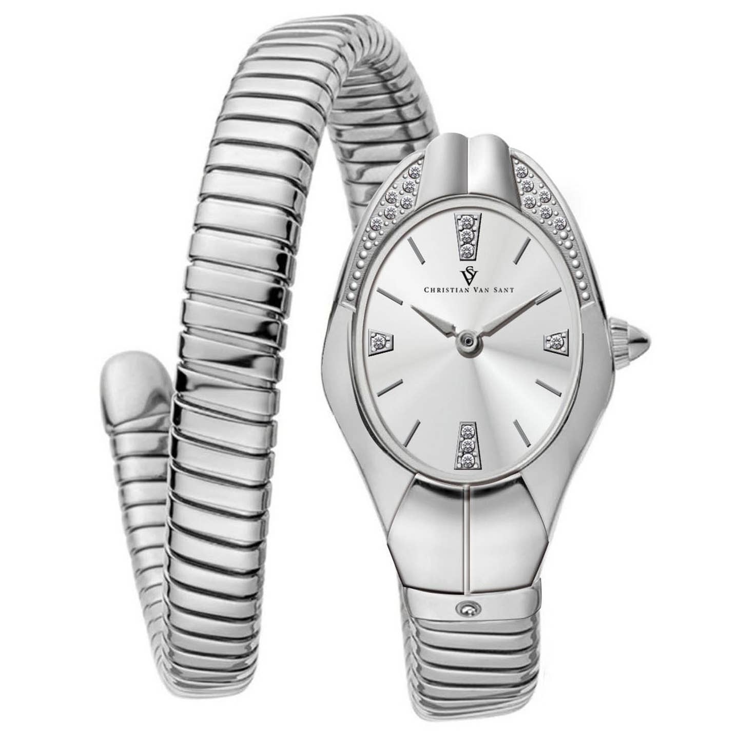 Christian Van Sant Naga Women's Quartz Watch, Silver Dial