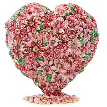 Jay Strongwater Chloe Floral Heart Flower Crystal Enamel Gold-Finished Tabletop Object