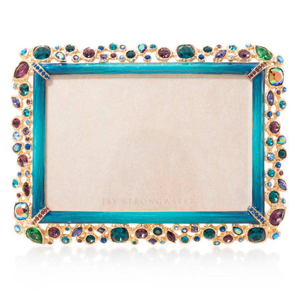 Jay Strongwater Emery Bejeweled 4" x 6" Crystal Enamel Picture Frame, Peacock