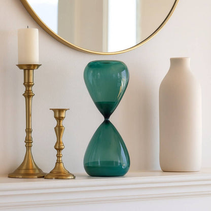 Decorative Object - Blue Glass Hourglass Sculpture, 17 in.