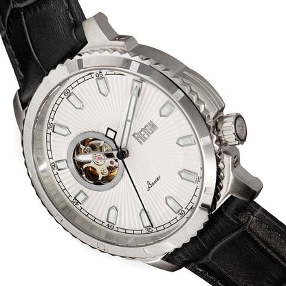 Reign Bauer Men's Automatic Semi-Skeleton Leather Watch