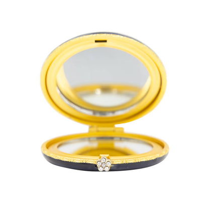 Jay Strongwater Jayla 2" Butterfly Delft Garden Compact Mirror, Love Gold-Finished Zinc
