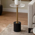 Side Table - Clear Glass Top with Gold Pedestal Base, 21 in.