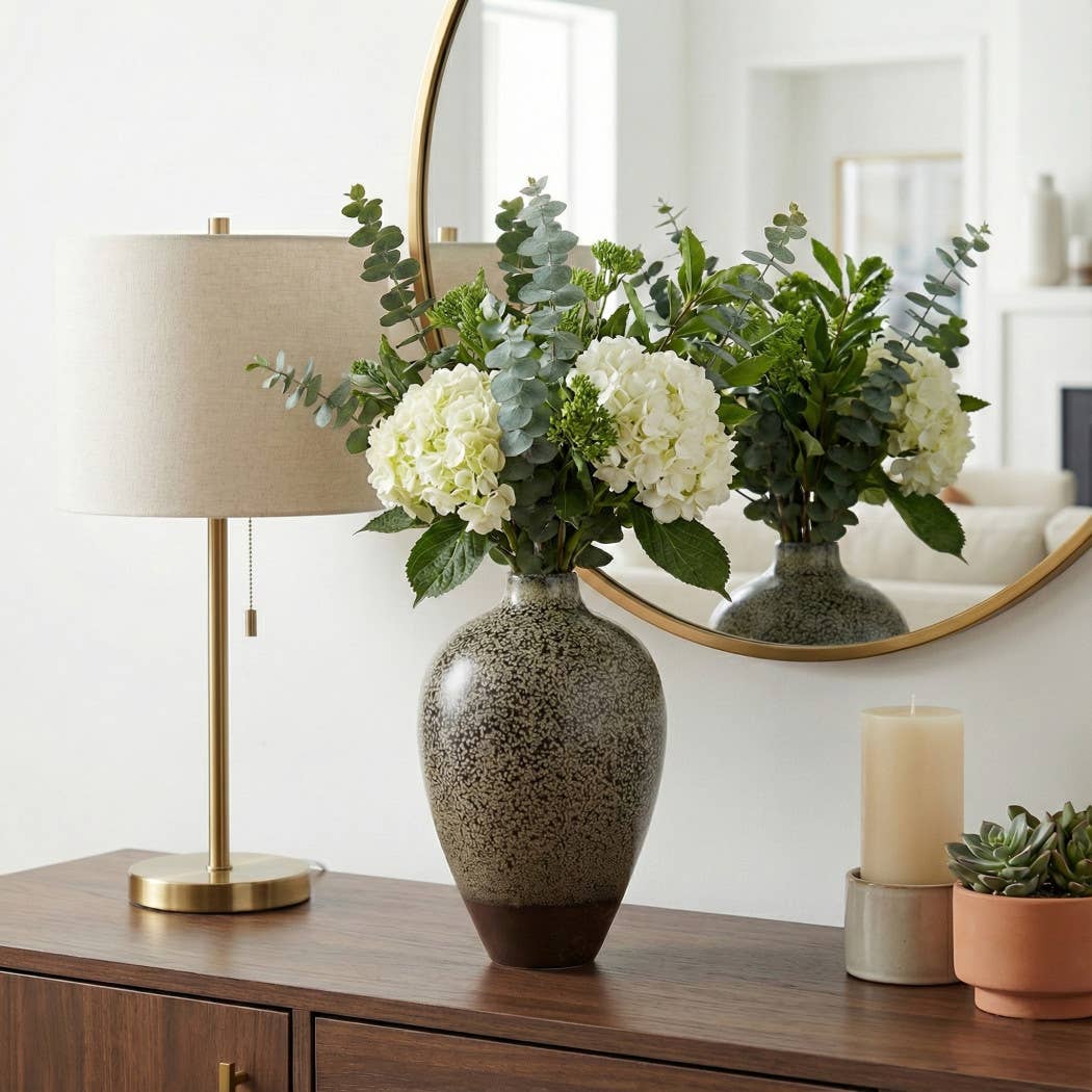 Decorative Vase - Brown Ceramic Textured Organic, 10 in.