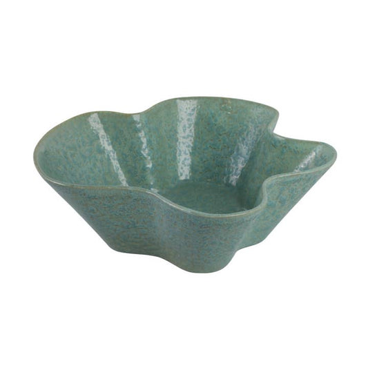 Decorative Bowl - Green Ceramic Wavy Edged Pattern, 13 in.