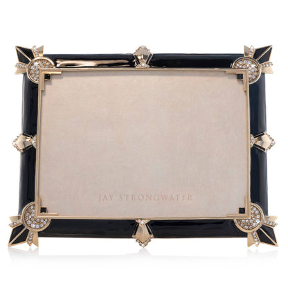 Jay Strongwater Geraldine Art Deco 5" x 7" Swarovski Crystal Enamel Picture Frame, Black Onyx