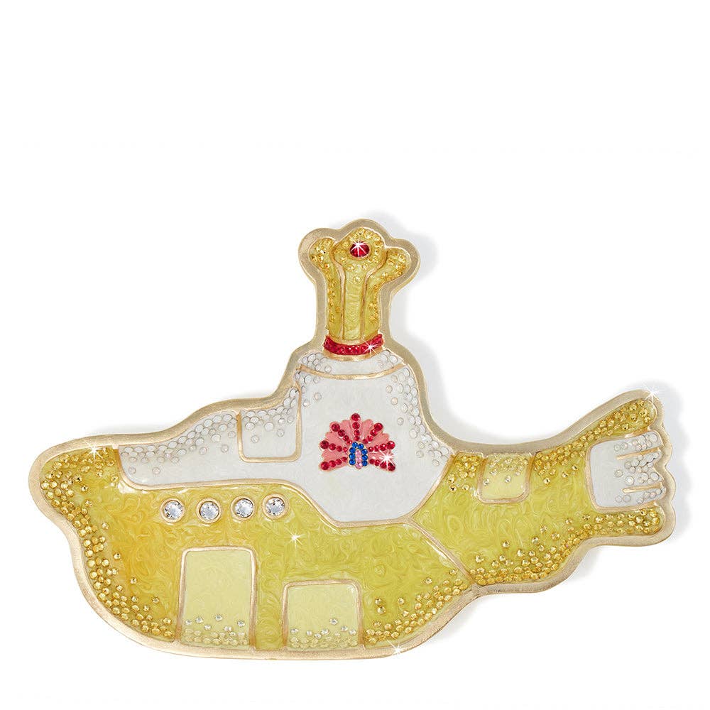 Jay Strongwater Yellow Submarine Crystal Enamel Gold-Finished Decorative Tray