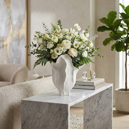 Decorative Vase - Ivory Porcelain Organic Design, 13 in.