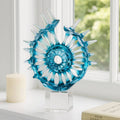 Decorative Object - Blue Resin Abstract Spiral Burst, 15 in.