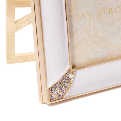 Jay Strongwater Lavinia Pavé 4" x 6" Crystal Enamel Picture Frame, Opal