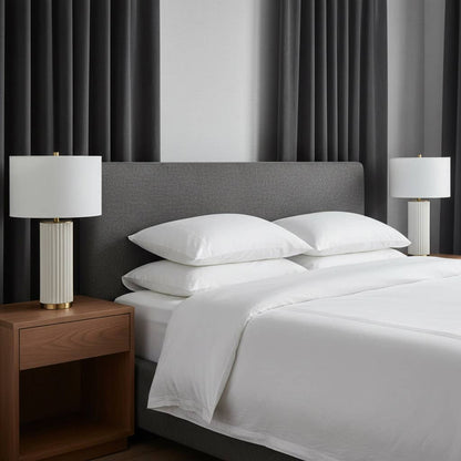 Table Lamp - White Porcelain 3D Printed Drum Shade, 26 in.
