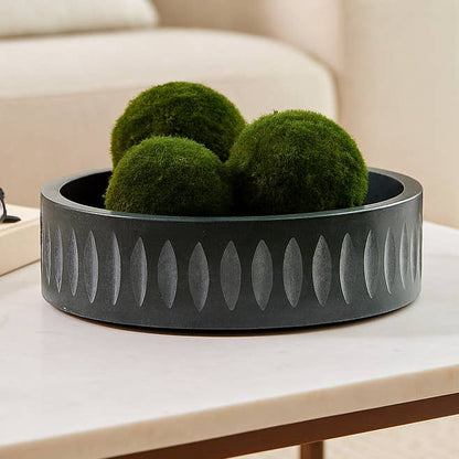Decorative Bowl - Green Marble Edge Pattern, 12 in.