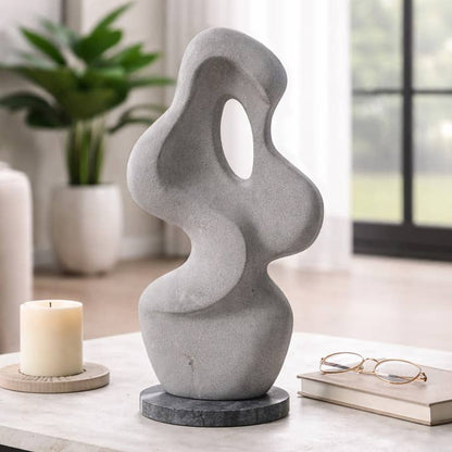 Decorative Object - Gray Marble Freeform with Base, 23 in.