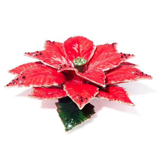 Jay Strongwater Poinsettia Flower Crystal Enamel Gold-Finished Tabletop Object